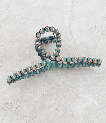 Navajo pearl hair clip- patina