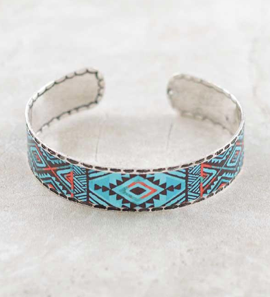Aztec cuff bracelet- silver