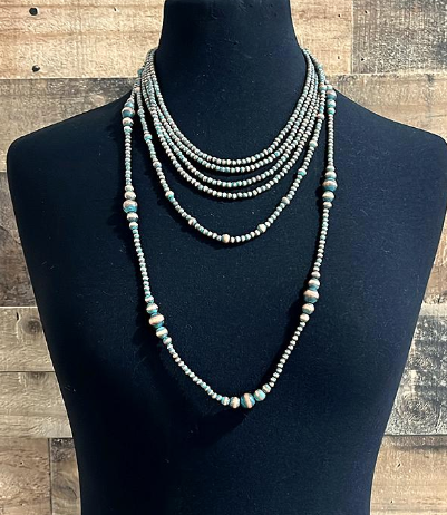 Multi strand Navajo necklace - patina