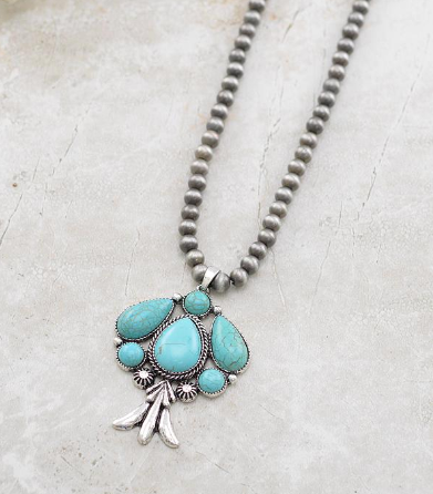 Squash blossom necklace - turquoise