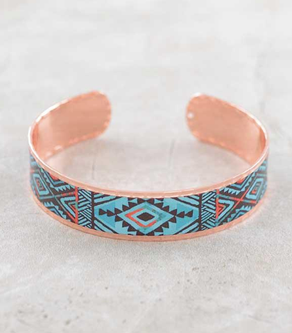 Aztec cuff bracelet- copper