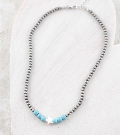 Star Navajo pearl necklace-turquoise
