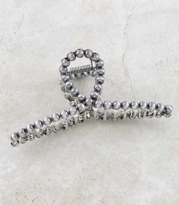 Navajo pearl hair clip- silver