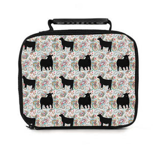 Paisly black heifer and bull lunch bag