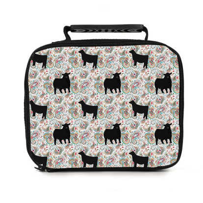 Paisly black heifer and bull lunch bag