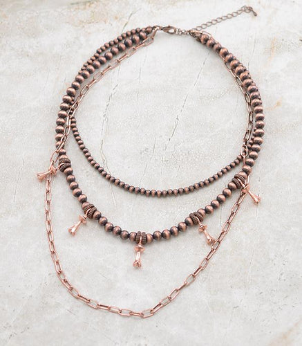 Navajo layer pearl necklace - copper
