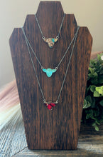 Load image into Gallery viewer, “Nancy” HANDMADE STERLING SILVER COW NECKLACE- KINGMAN TURQUOISE