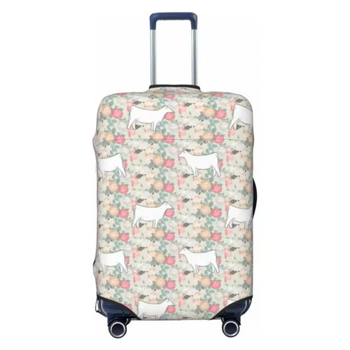 Floral white heifer Suitcase Cover - multiple sizesr