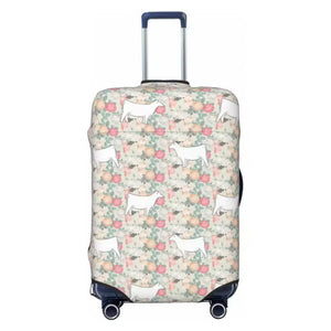 Floral white heifer Suitcase Cover - multiple sizesr