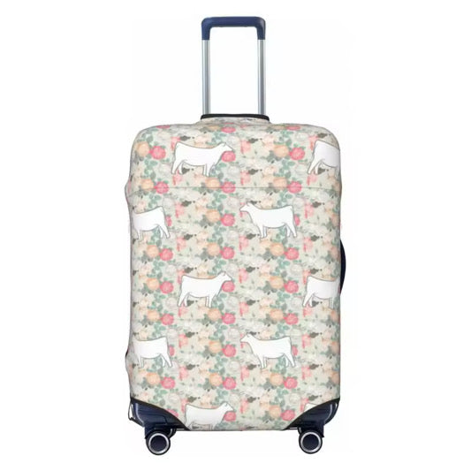 Floral white heifer Suitcase Cover - multiple sizesr