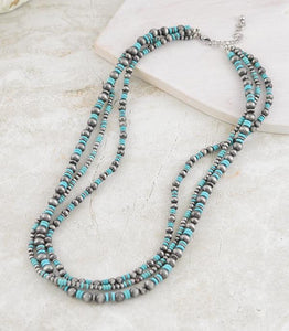 Navajo pearls - multi strand silver & turquoise