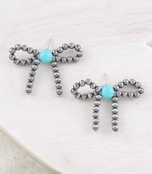 Navajo pearl bow earrings- silver and turquoise