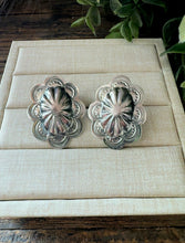 Load image into Gallery viewer, “Hilda” Handmade Sterling Silver Stamped Concho Earrings