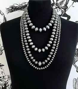 Layered Navajo pearl necklace-silver