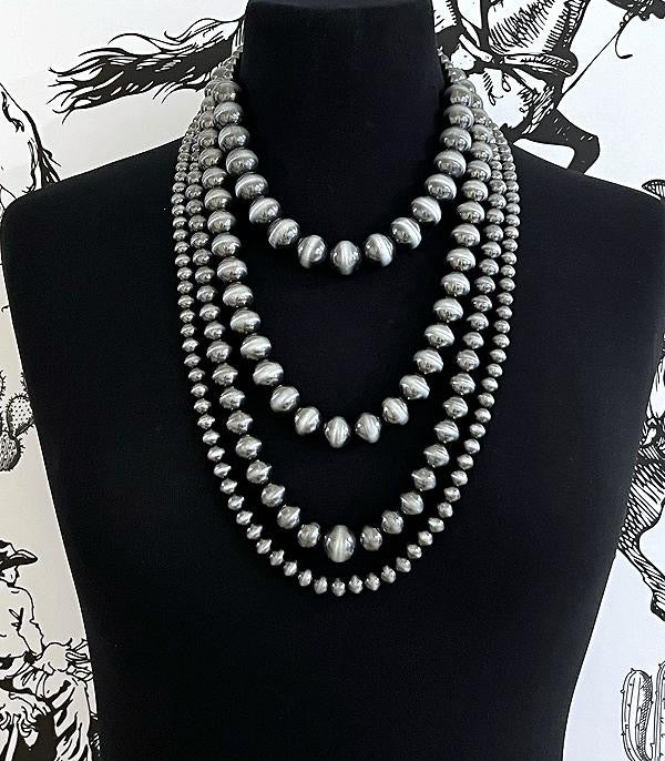 Layered Navajo pearl necklace-silver