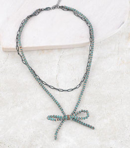 Navajo chain bow necklace- double stand patina