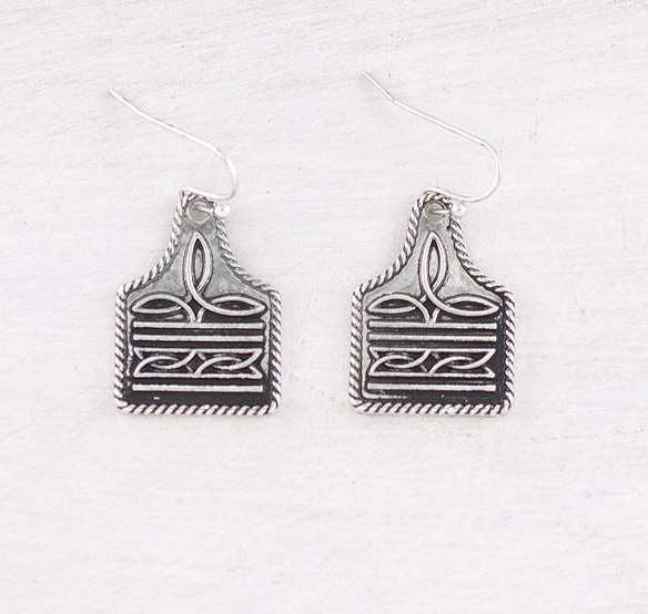 Boot stitch  tag earrings