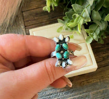 Load image into Gallery viewer, “Lily” HANDMADE STERLING SILVER KINGMAN WITH WILD HORSE MAGNESITE ADJUSTABLE RING