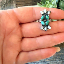 Load image into Gallery viewer, “Lily” HANDMADE STERLING SILVER KINGMAN WITH WILD HORSE MAGNESITE ADJUSTABLE RING