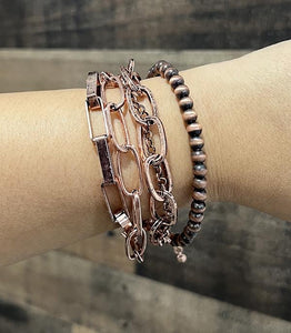 Multi layer chain bracelets - copper