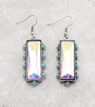 Glass stone turquoise earrings