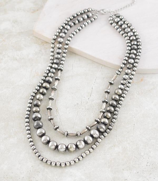 Multi bead necklace - silver