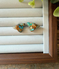 Load image into Gallery viewer, “Gammar” HANDMADE STERLING SILVER COW EARRINGS-Royston Turquoise