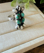 Load image into Gallery viewer, “Lily” HANDMADE STERLING SILVER KINGMAN WITH WILD HORSE MAGNESITE ADJUSTABLE RING