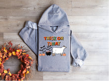 Load image into Gallery viewer, Trick or treat- sheep, beef, dairy hoodie  (multiple colours)
