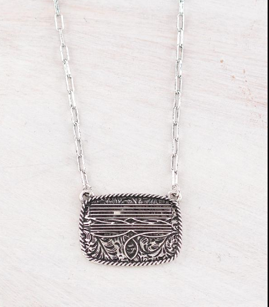 Boot stitch buckle necklace