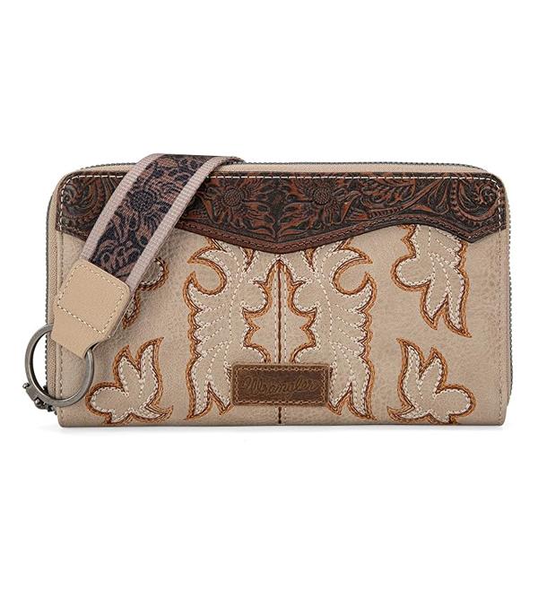 Wrangler boot stitch wristlet -beige