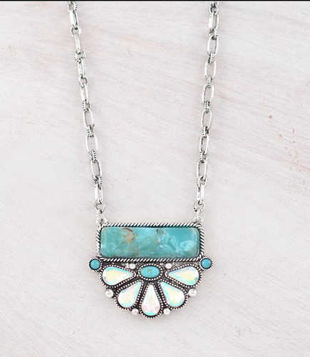 AB stone bat pendant necklace