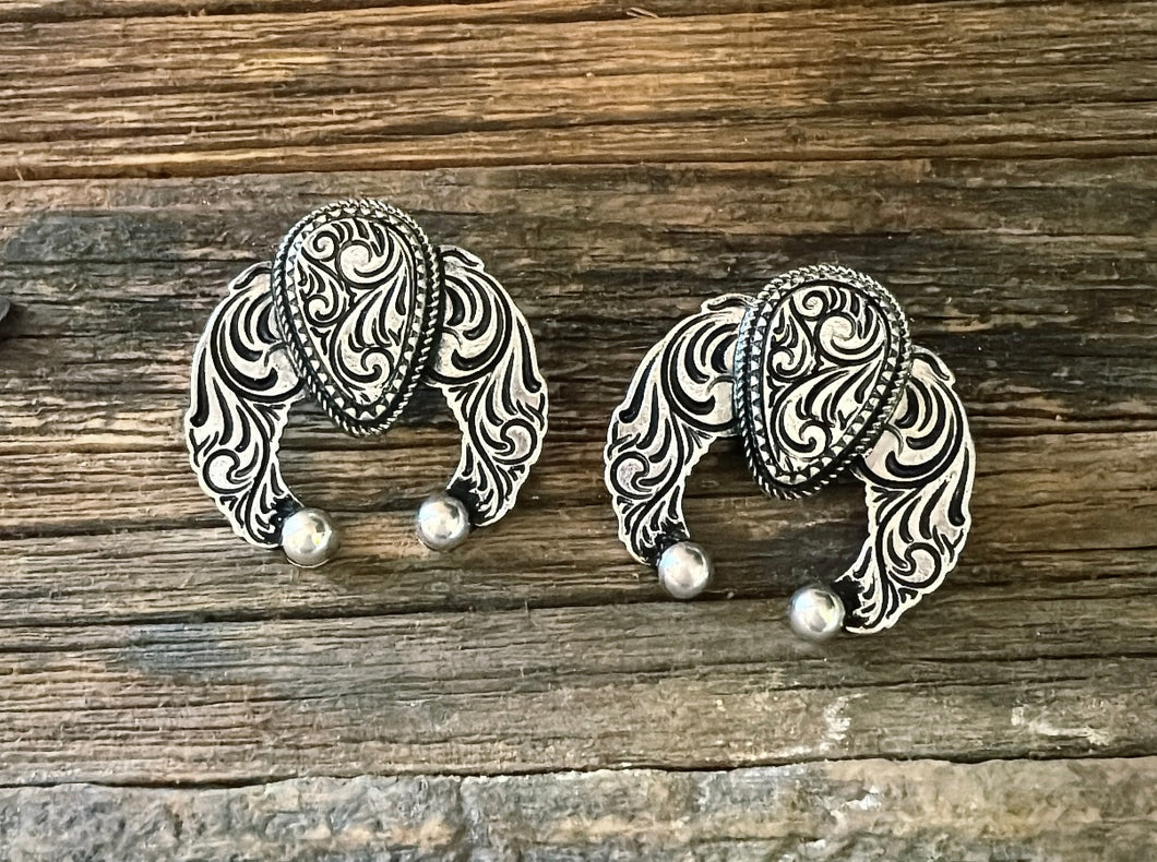 Squash blossom tooled earrings (multiple colours)
