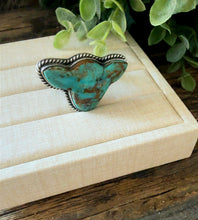 Load image into Gallery viewer, “Echo” ROYSTON TURQUOISE &amp; STERLING SILVER COW ADJUSTABLE RING