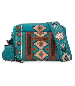 Wrangler Aztec crossbody bag- turquoise