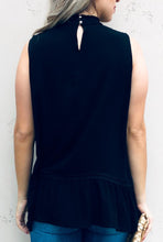 Load image into Gallery viewer, Lace trim sleeveless top- black