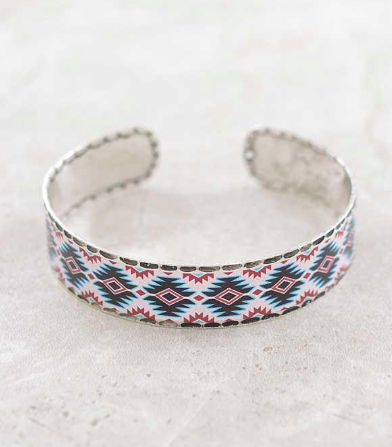 Aztec cuff bracelet- silver