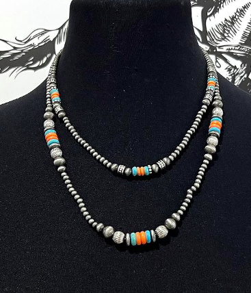 2 strand Navajo pearls-multi coloured
