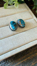 Load image into Gallery viewer, “Lady may” HANDCRAFTED STERLING SILVER &amp; BLUE MOJAVE STUD EARRINGS