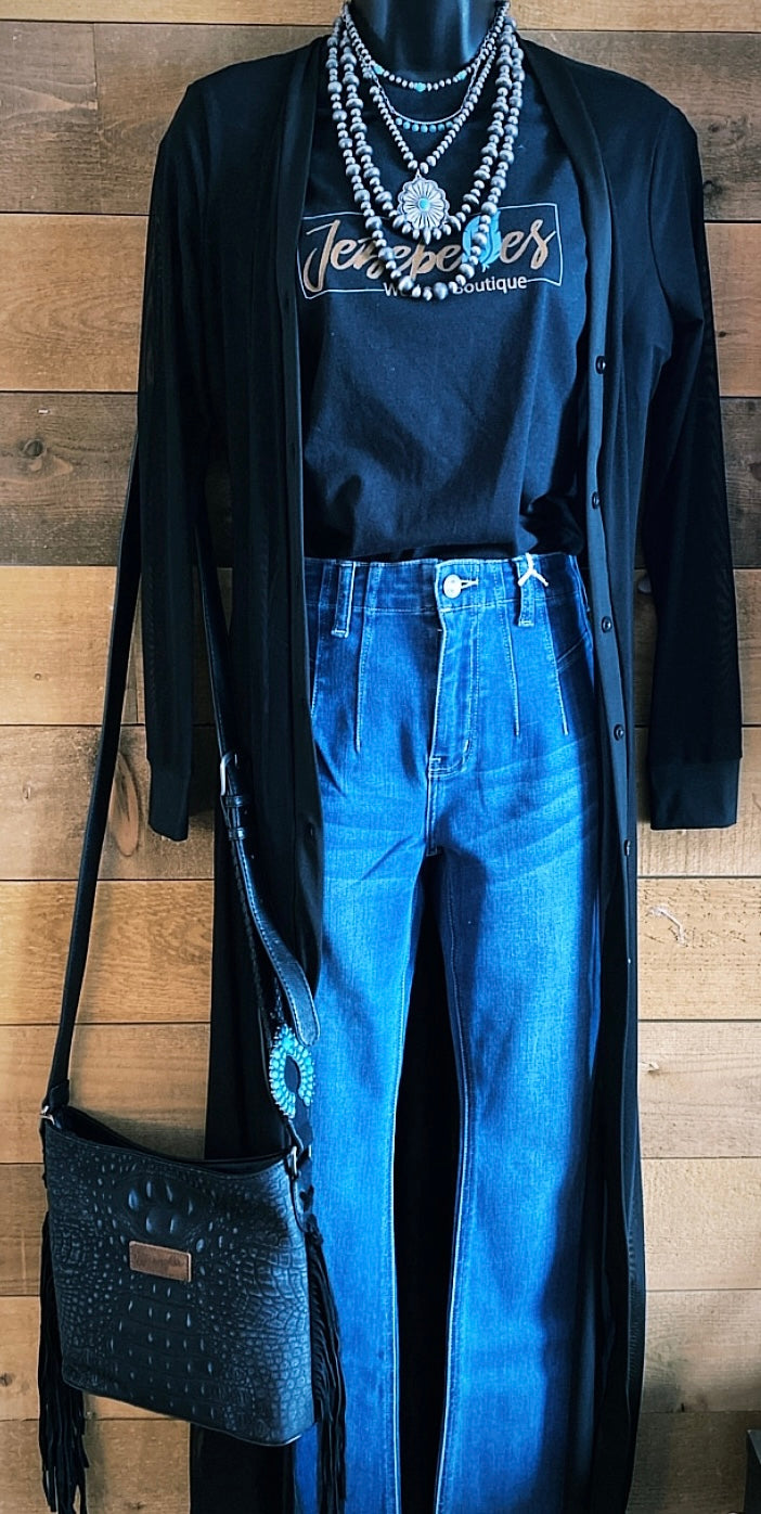 Black sheer duster cardigan best sale