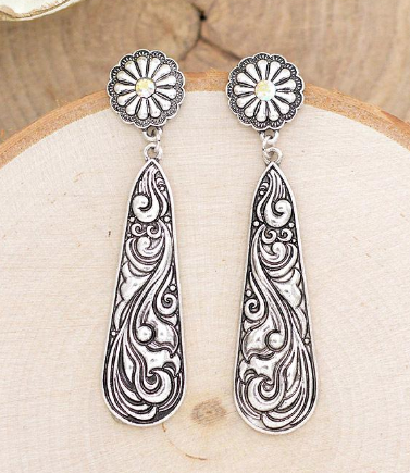 Tooled concho earrings -silver