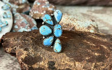 Load image into Gallery viewer, “Marvel”HANDMADE STERLING SILVER GOLDEN HILLS TURQUOISE CLUSTER ADJUSTABLE RING