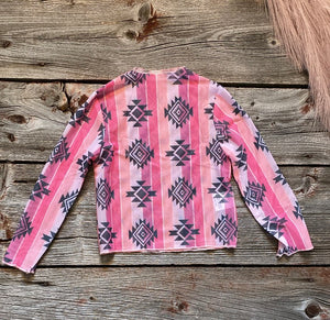 Pink Aztec mesh top