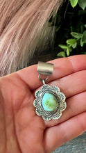 Load image into Gallery viewer, “Flirt” Handmade Sterling Silver Sonoran Gold Turquoise Pendant