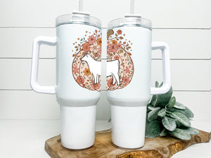Pumpkin Beef  Handled tumbler 40z - ( multiple breed selections)