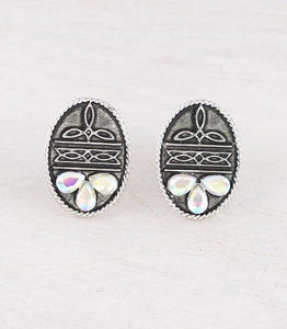 Boot stitch concho earrings