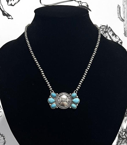 Horse bit concho necklace-turquoise