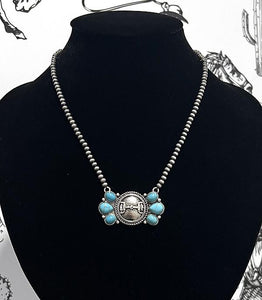 Horse bit concho necklace-turquoise