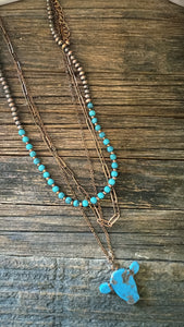 Layered heifer pendant necklace (multiple colours)