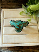 Load image into Gallery viewer, “Echo” ROYSTON TURQUOISE &amp; STERLING SILVER COW ADJUSTABLE RING
